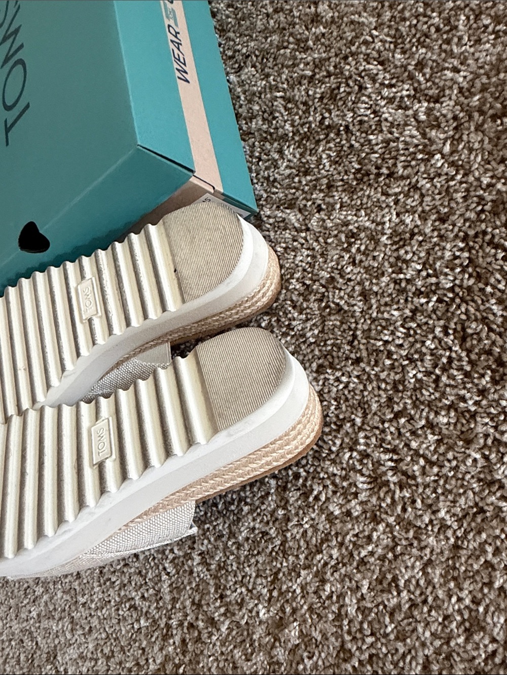 TOMS Cream Textured Platform Slide Wedge Mules - Picture 6 of 6